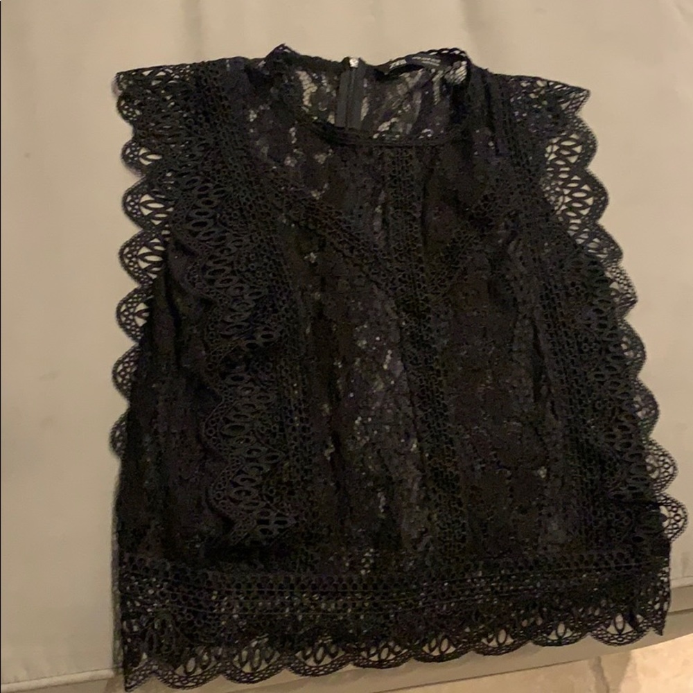 Zara black lace sleeveless top
